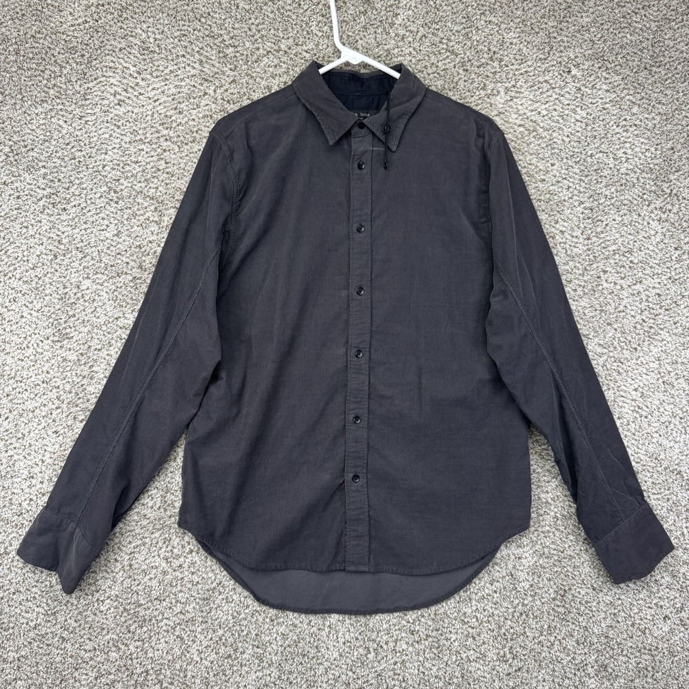 Rag & Bone Corduroy Shirt Men's Size Medium Gray Button Up Long Sleeve Preppy